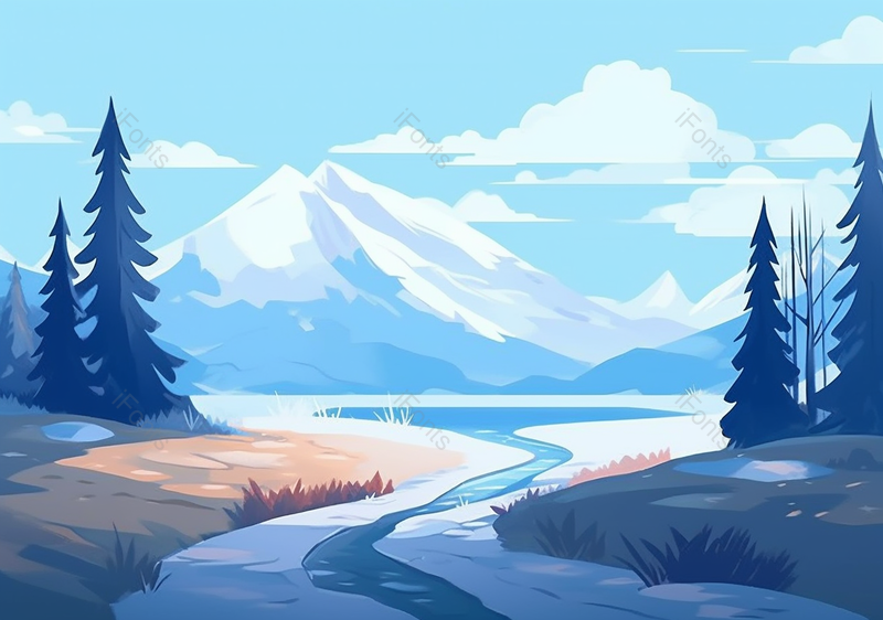 蓝色背景下的雪山,插画/手绘图,插画/手绘图库,插画/手绘图下载,插画/手绘